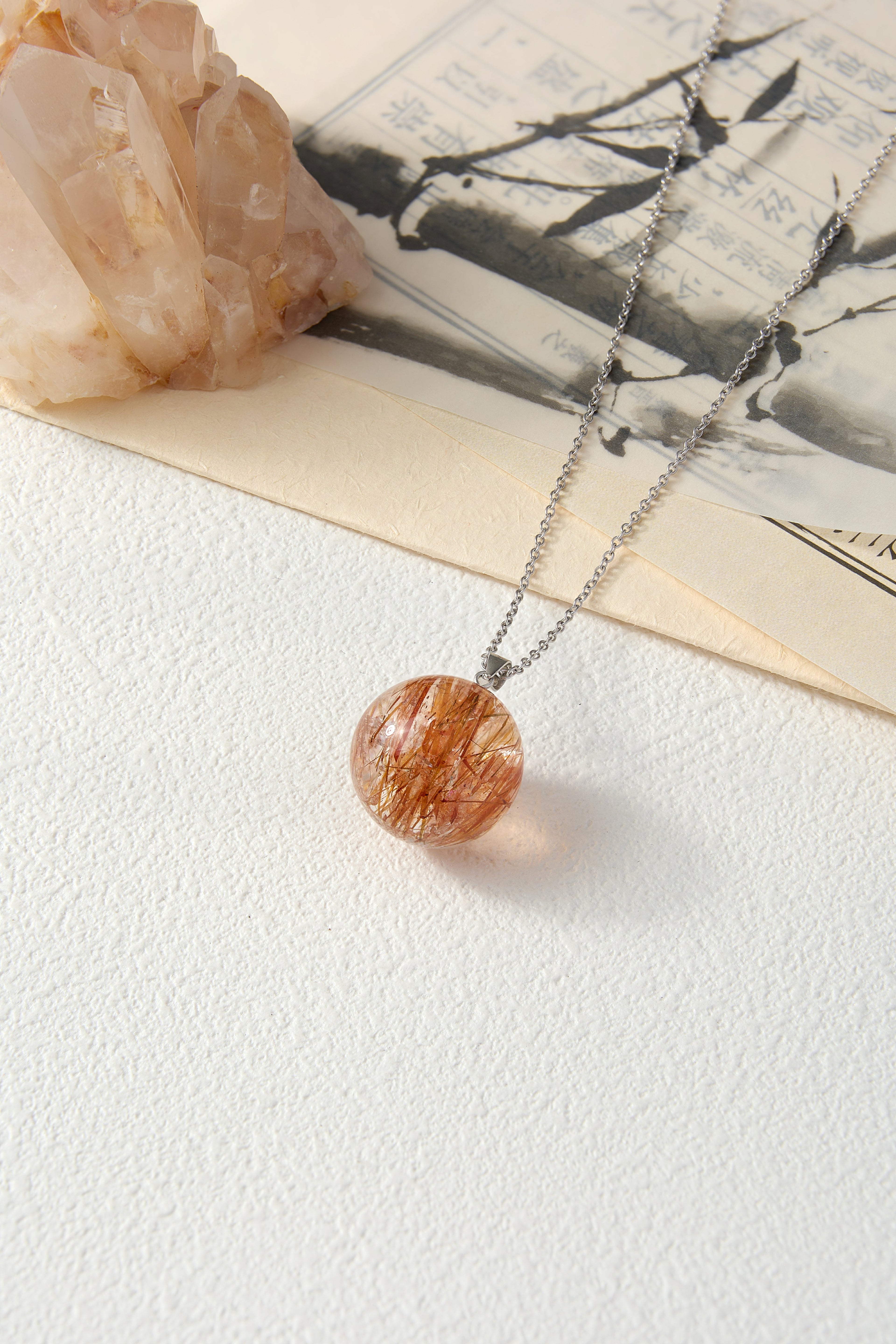 Abundance Medley Pendant | Black-Gold-Super-7 | Natural Crystal Necklace