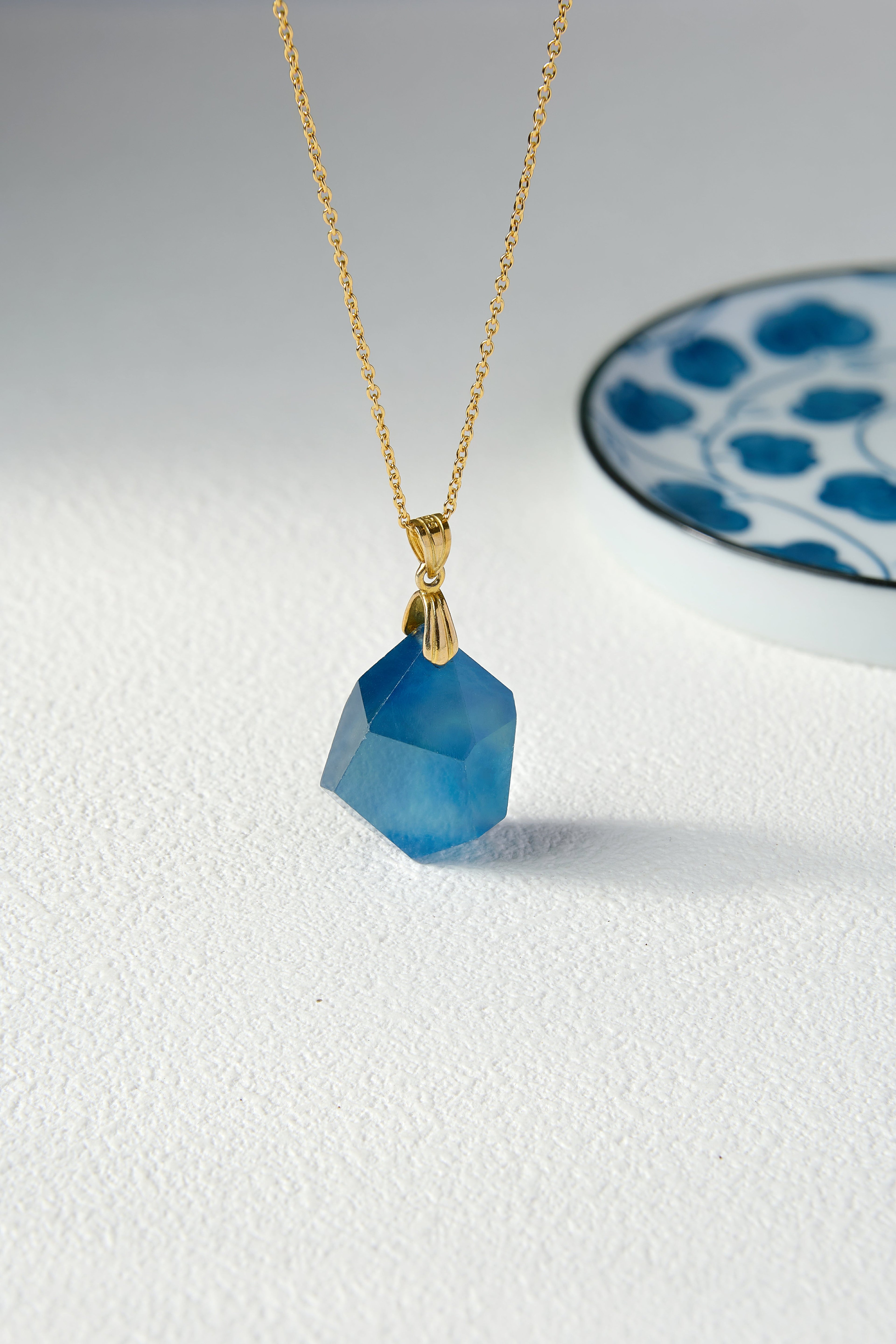 All-Nature Aquamarine Crystal Pendant Necklace