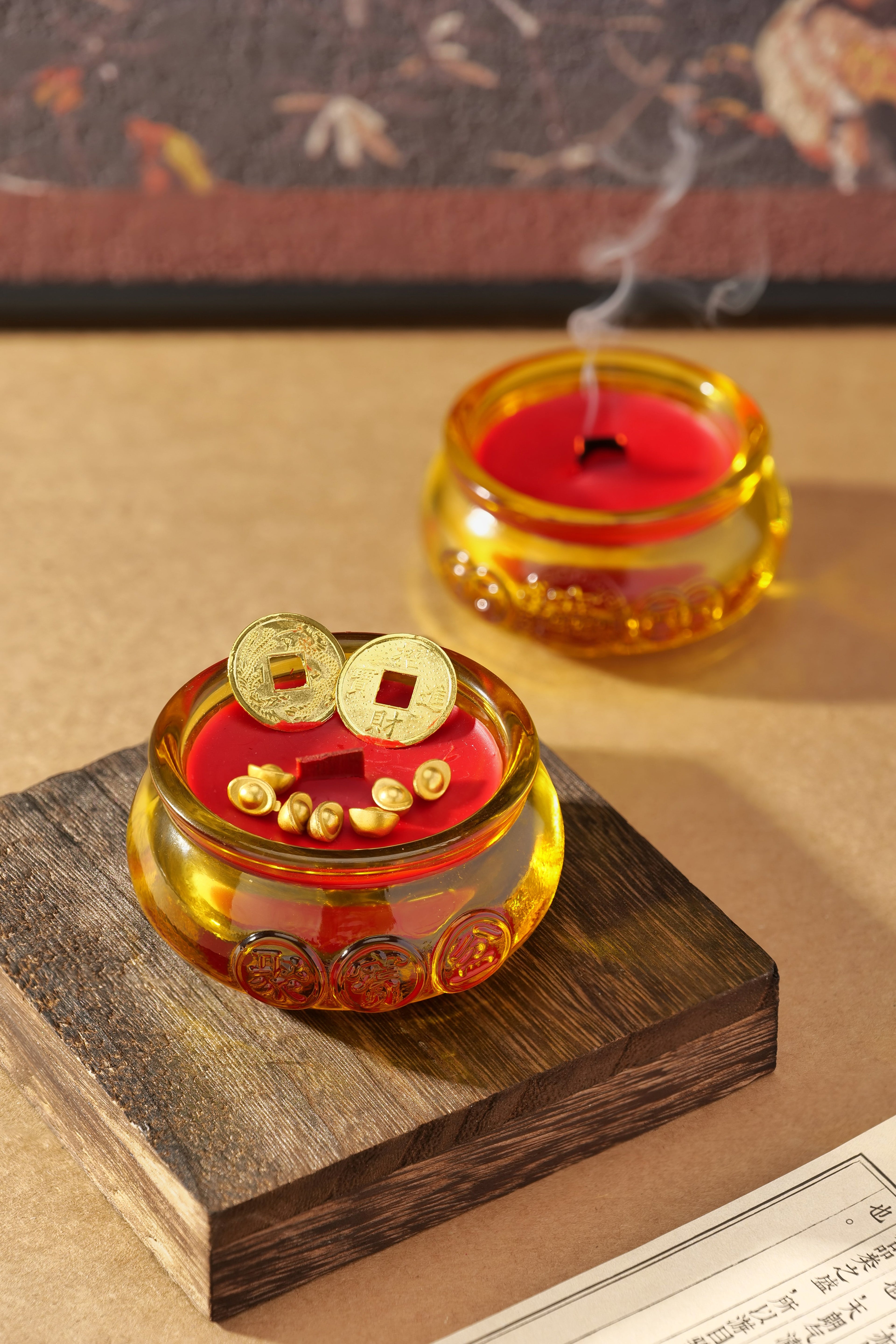 Liuli Wealth Bowl Candle -- Abundance Ritual Set