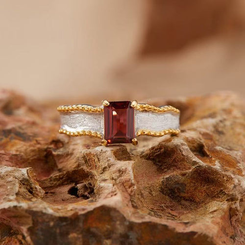 925 Sterling Silver Natural Crystal Adjustable Ring