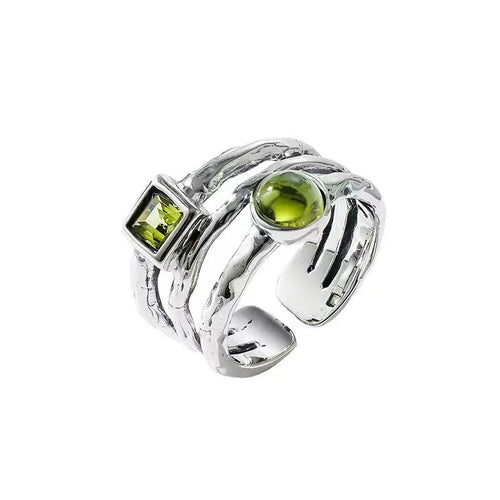 925 Sterling Silver Green Peridot Ring