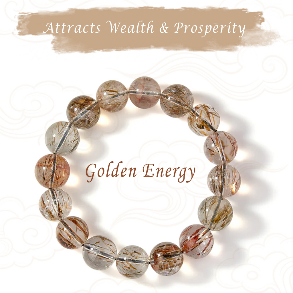 Attracts Wealth & Prosperity --Golden Rutilated Quartz Bracelet