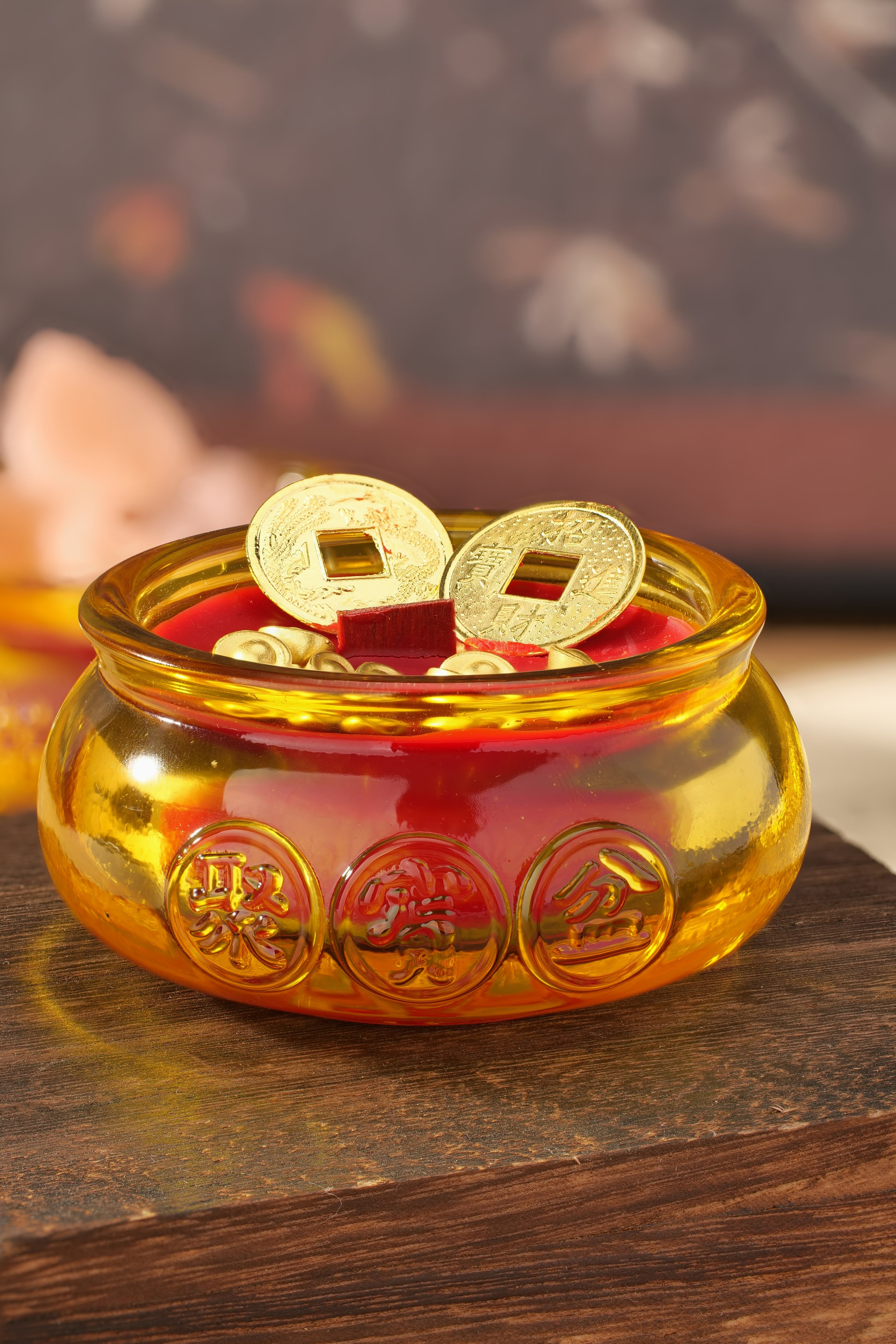 Liuli Wealth Bowl Candle -- Abundance Ritual Set