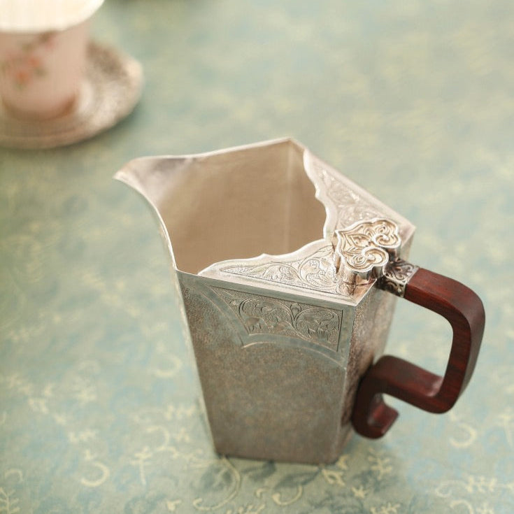 [Extra Delicate] Pure Silver Coffee Server with Ruyi Longevity Vine-Scroll Motifs