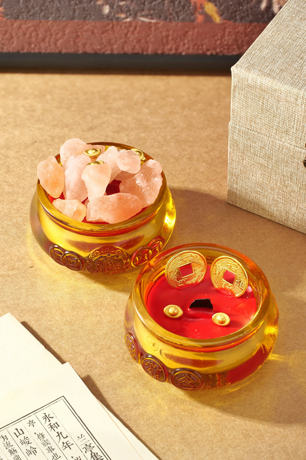 Liuli Wealth Bowl Candle -- Abundance Ritual Set