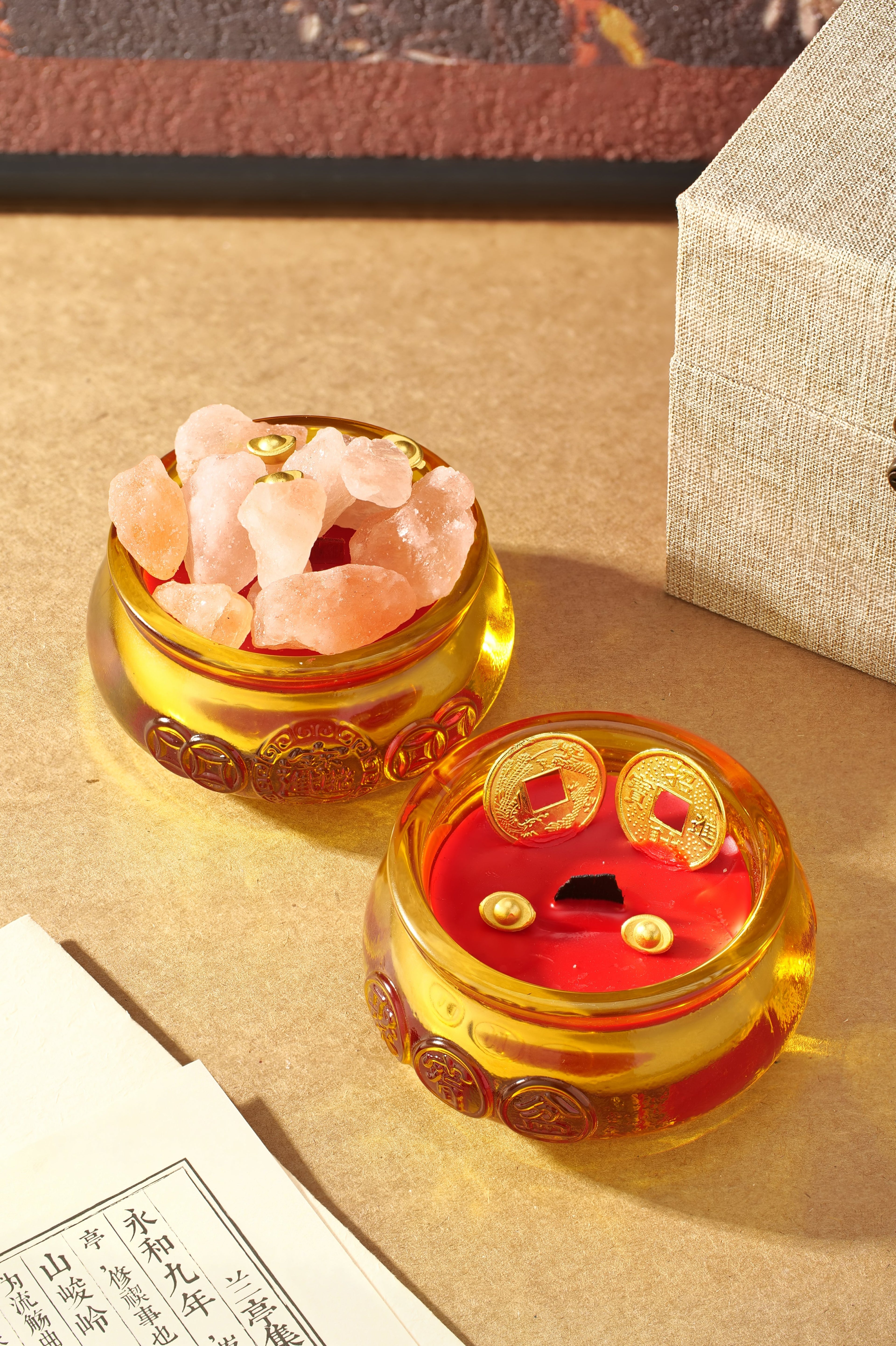 Liuli Wealth Bowl Candle -- Abundance Ritual Set