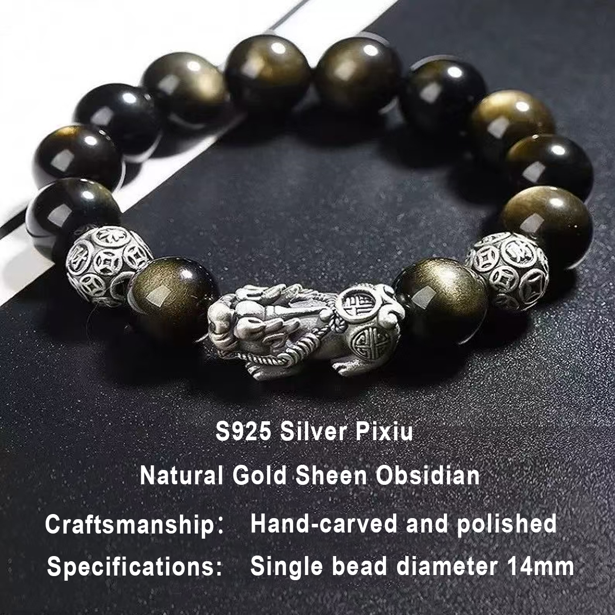 Wealth Guardian Bracelet-Golden Obsidian × Pixiu