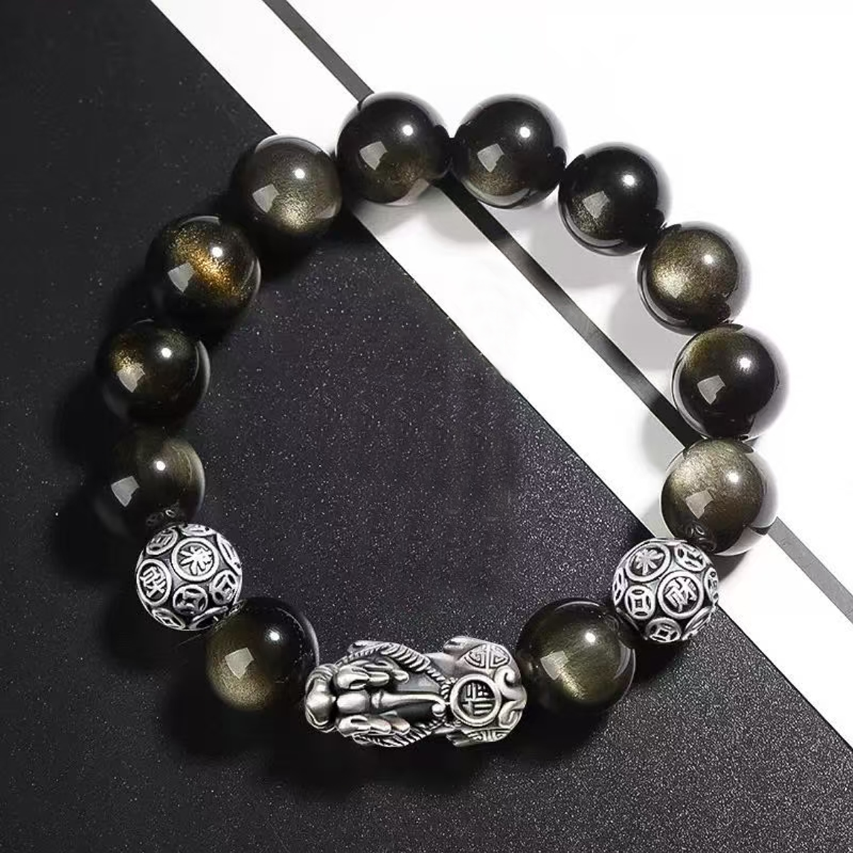 Wealth Guardian Bracelet-Golden Obsidian × Pixiu