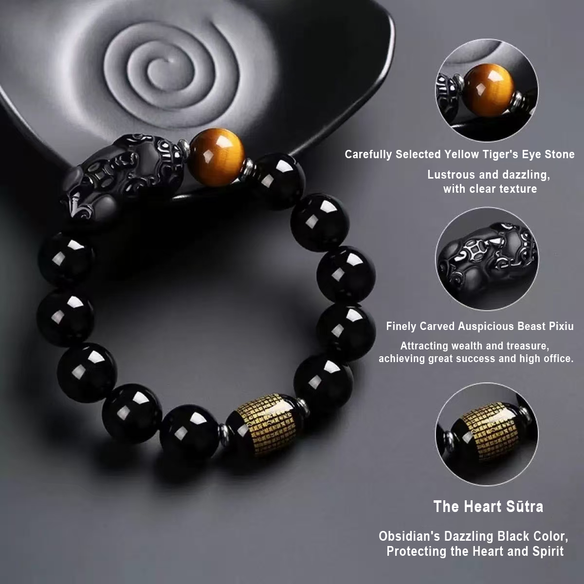 Obsidian Pixiu Wealth & Protection Bracelet