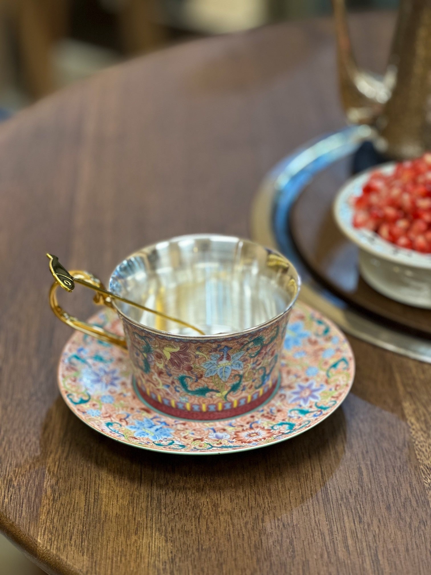 Blossoming Luck: Arabesque Silver Coffee Set