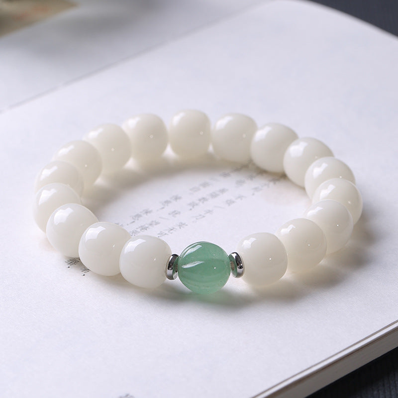 Wood Energy - White Jade Wisdom Bead Bracelet
