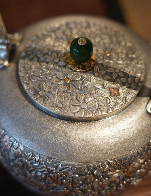 Blooming Blessings Silver Kettle【extra large】