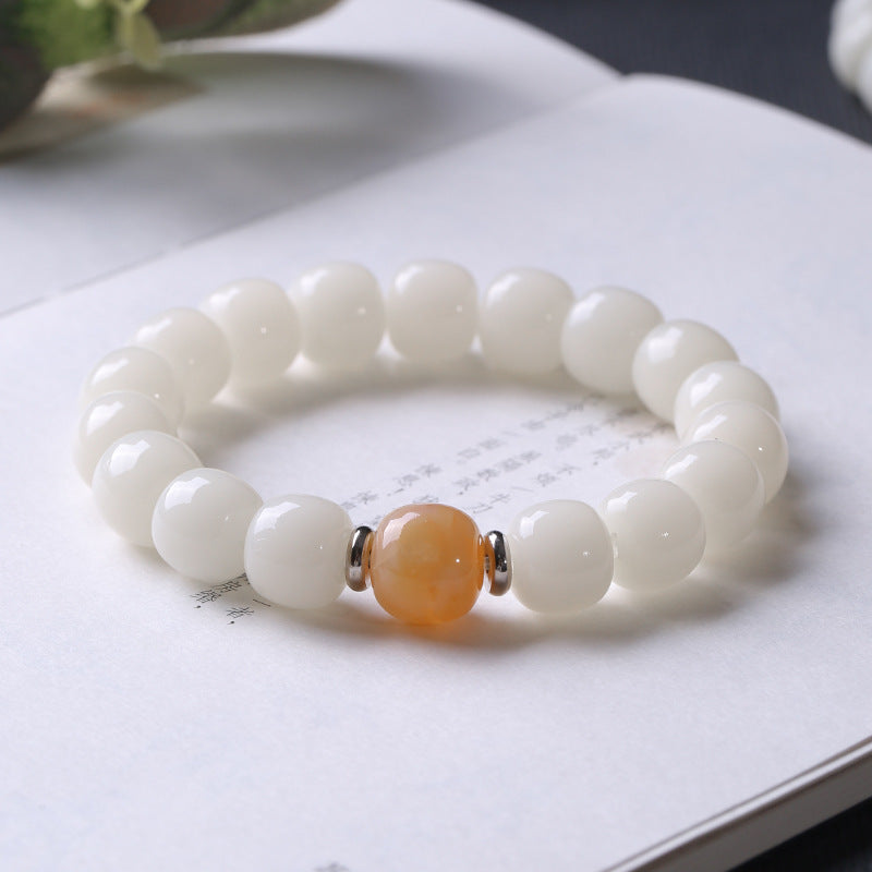 Fire Energy - White Jade Wisdom Bead Bracelet